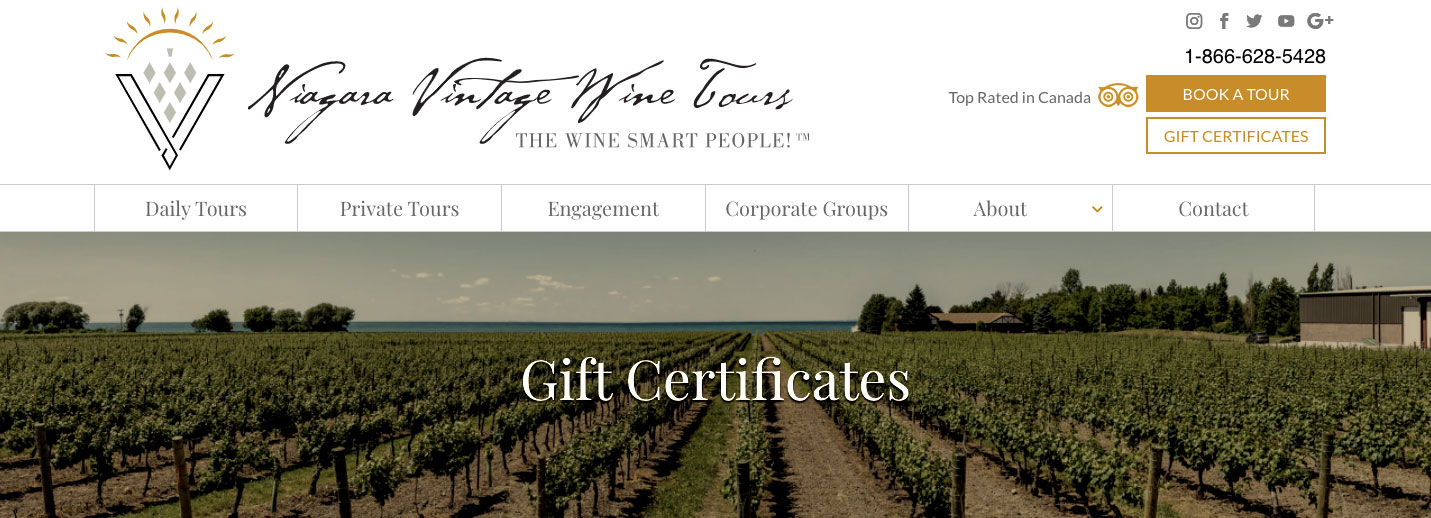 Niagara Vintage Wine Tours - Gift Certificates by GuestServe Inc. Reservations